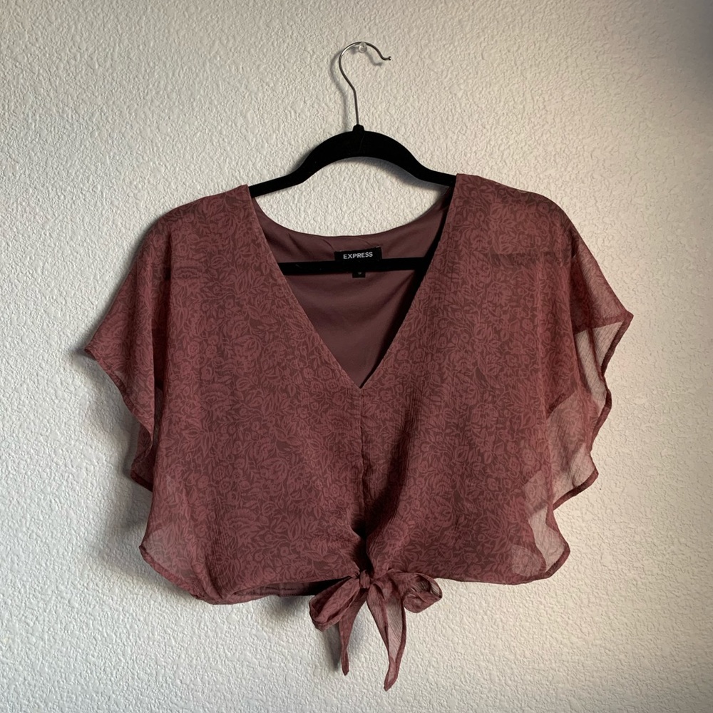 Dusty Rose Flutter crop top from Express